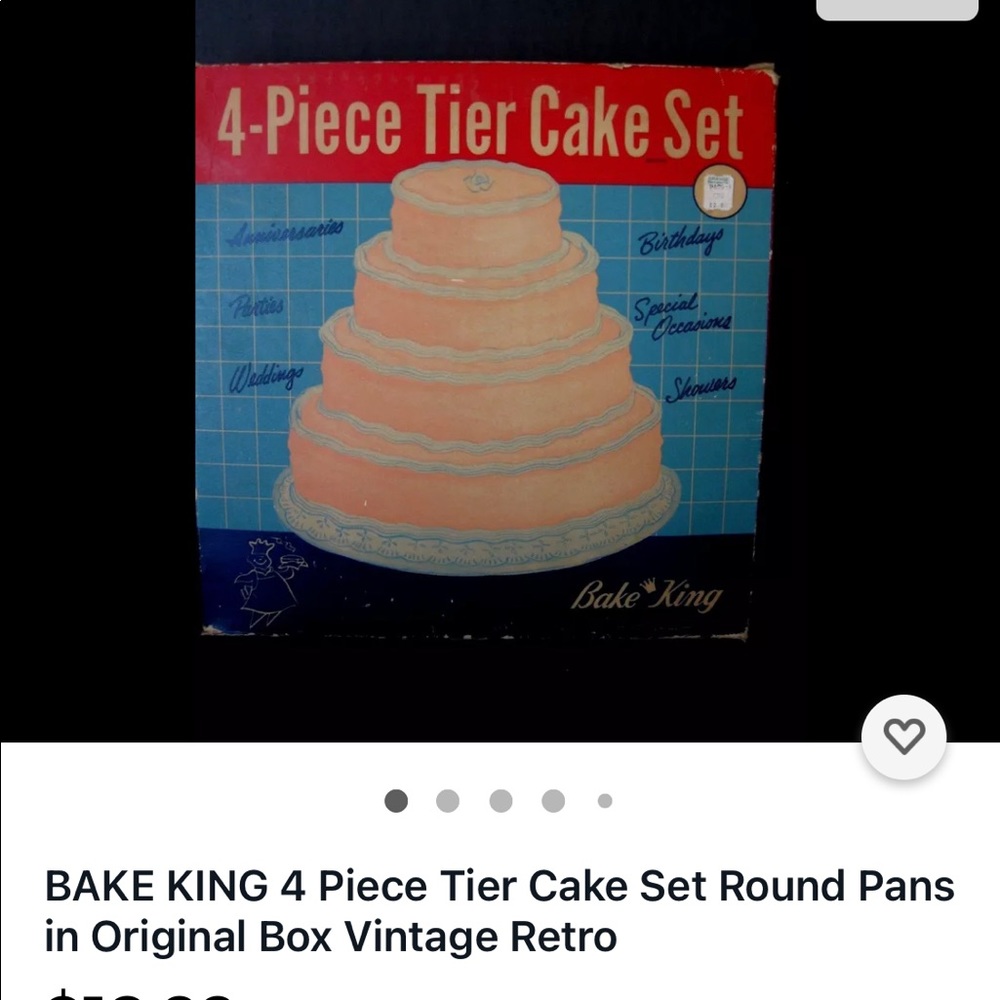 Retro Vintage Wedding cake Pans Round graduated size Original Box